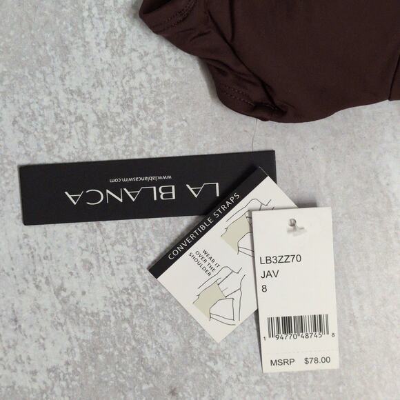 La Blanca Java (Brown) Island Goddess Underwire Twist Front Bra Top Size 8 New - Picture 10 of 11